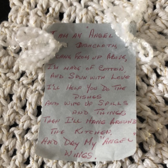 Crocheted “Angel” Dishcloth 👼 With Little Note 📝 - Picture 2 of 6